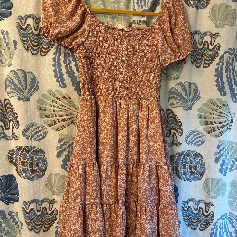 Altar'd State Terracotta Floral Midi Dress